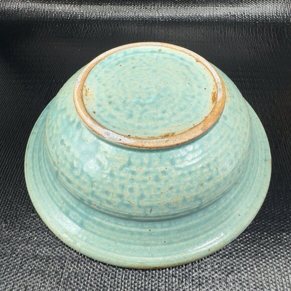 1980s Hand Made Pottery Dish Bowl Large Crystalline Glaze 8inch Recycle Center - Picture 5 of 14
